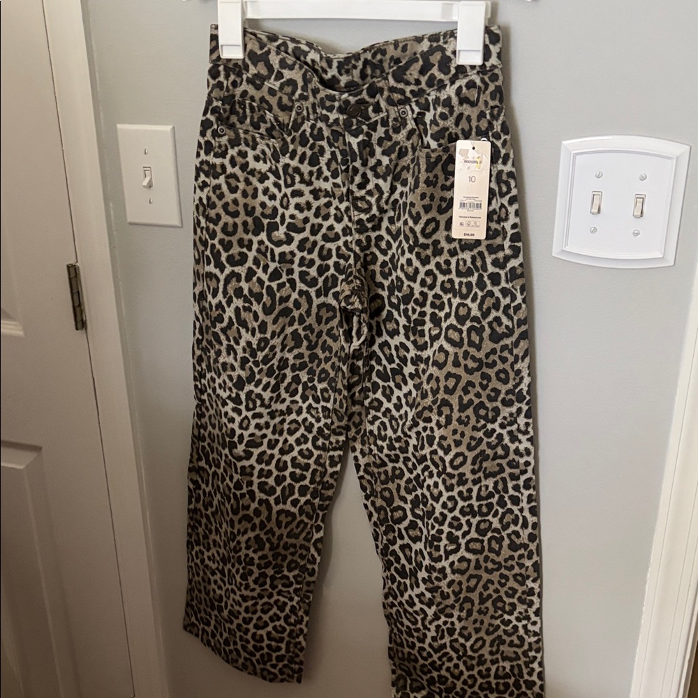 Girls NWT Leopard Print Wide-Leg Pants - Picture 1 of 5